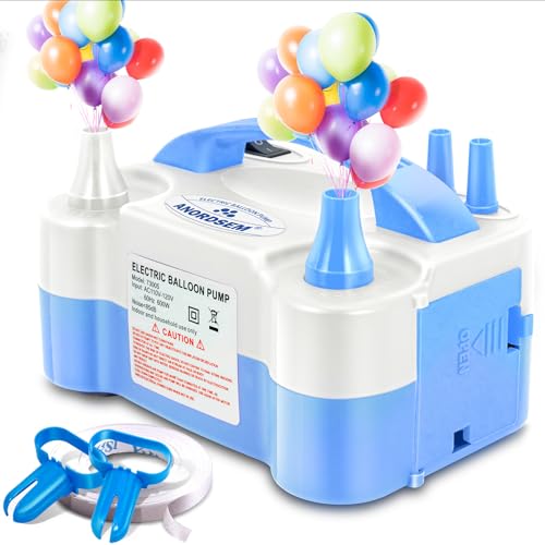 Anordsem Electric Balloon Air Pump Polypropylene Plastic Case with Dual Nozzle Quick Inflating for All Balloons at Home Rose Red Blower Machine Knotter for Parents Party DIY Decoration - Image 1