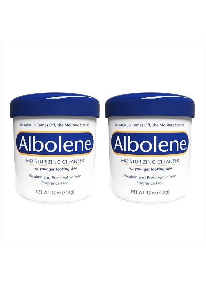 Albolene Face Moisturizer and Makeup Remover, Facial Cleanser and Cleansing Balm, Fragrance Free Cream, 12 oz (2 Pack)  - Image 1