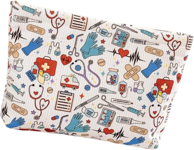 Women Compact Corduroy Handheld Cosmetic Case Organized Storage Internal Pockets Practical Wrinkles Fabric Corduroy - Image 4
