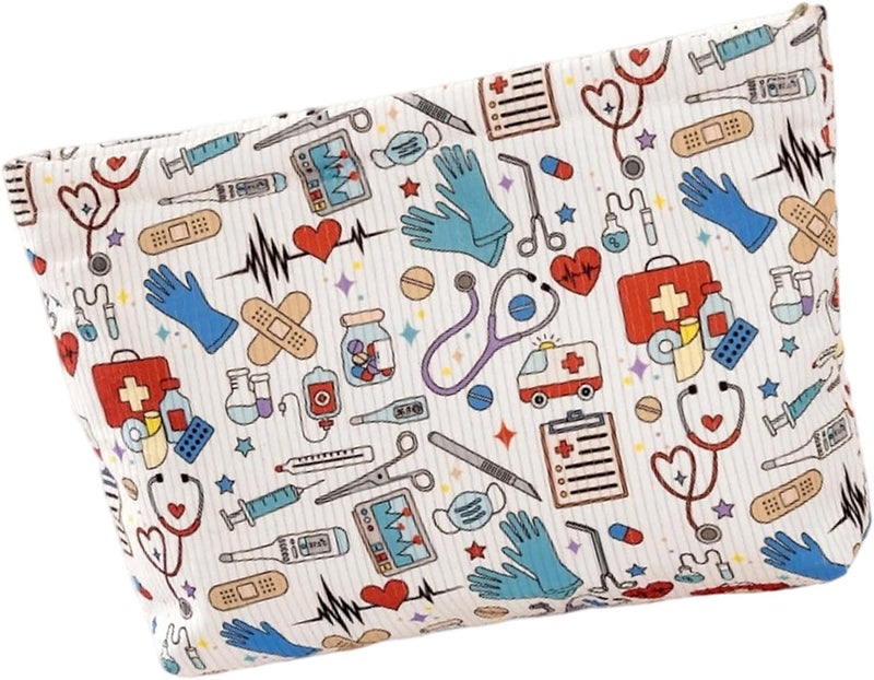 Women Compact Corduroy Handheld Cosmetic Case Organized Storage Internal Pockets Practical Wrinkles Fabric Corduroy - Image 3