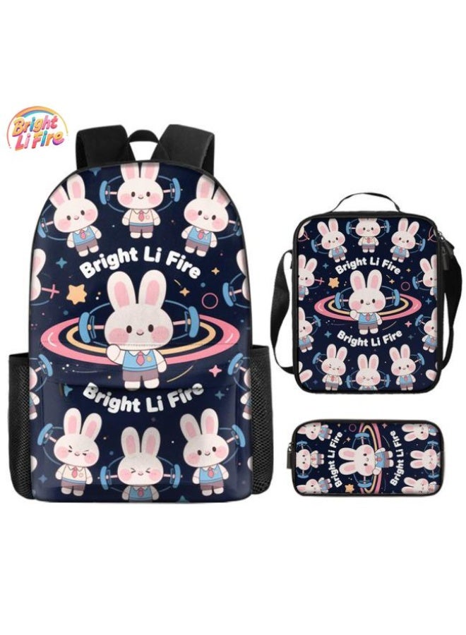 واضح من النار مجموعة من ثلاث قطع من حقائب الرسوم المتحركة، تتعامل بسهولة مع المناسبات المختلفة (الطلاب والأطفال ونزهات الأصدقاء وتسلق الجبال والدراسة وما إلى ذلك) | حقيبة ظهر + حقيبة محمولة باليد + حقيبة قرطاسية | هدايا الموسم المدرسي / العطلات - 94 - Image 1