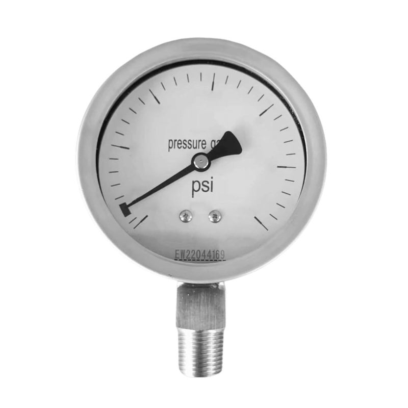 Industrial Pneumatic Pressure Gauge 0 to 1000 psi Stainless Steel Vibration Resistant Bottom Mount - Image 1