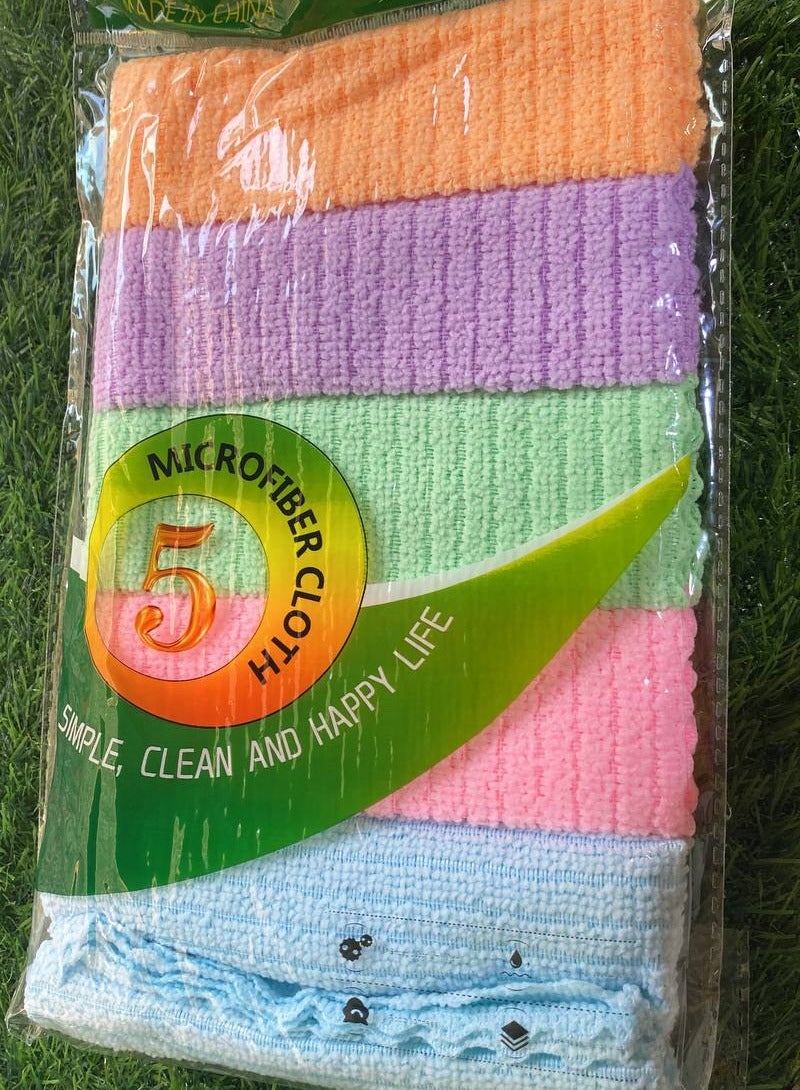 فوط مطبخ مايكروفايبر ٥ قطع الوان متعدده - Image 1
