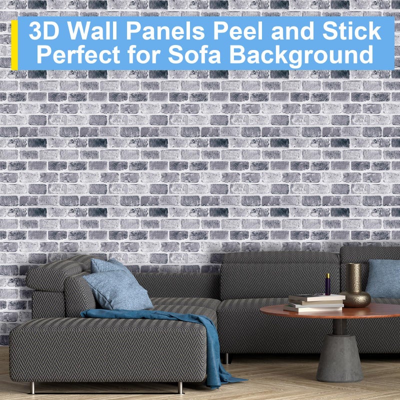 Tinideya 20 Pcs 3D Brick Wall Panel Peel and Stick Walls Panels 12" x 12" PVC Wall Panels with Installation Tools Suitable for Decorative Kitchens Living Rooms and Bedrooms (Gray) - Image 5
