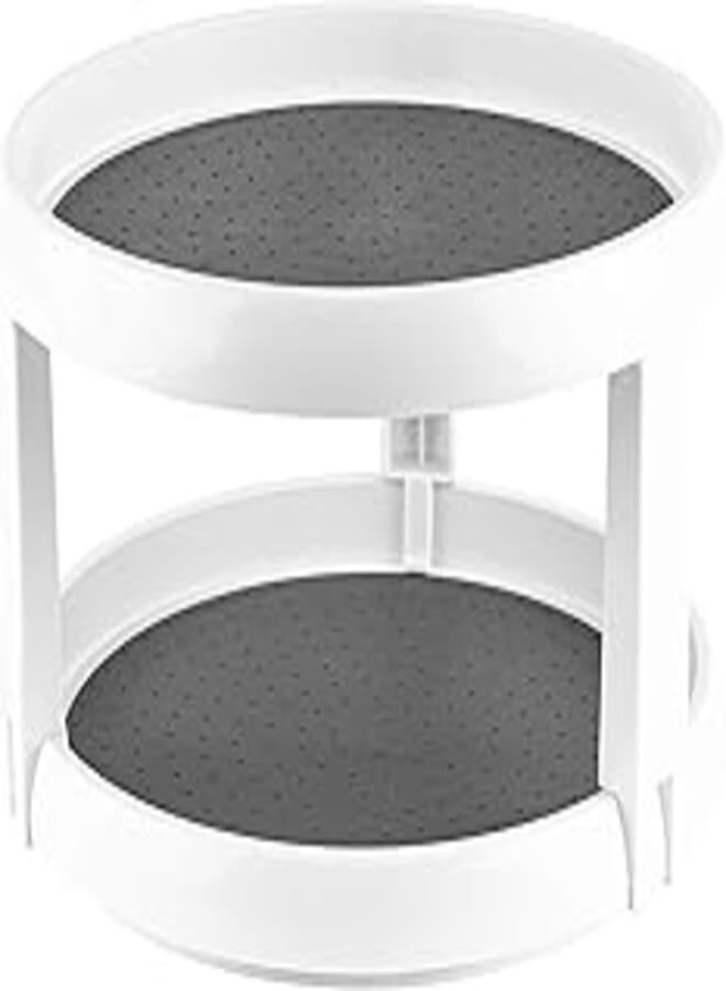 Homerez 2-ply spinning kitchen seasoning organizer - kitchen cabinet bathroom and refrigerator, non-slip surface and rolled edge