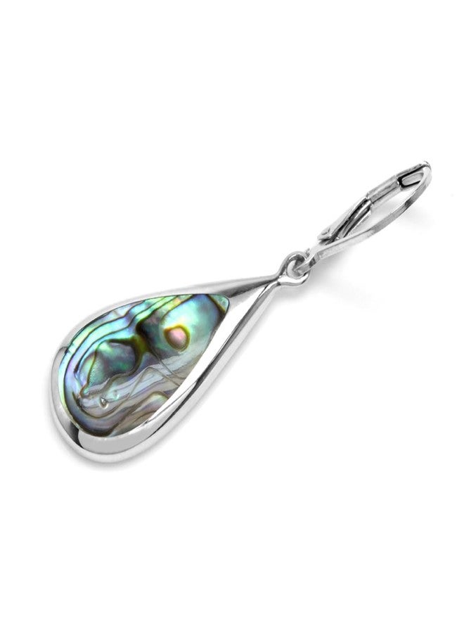 Silvershake Abalone Paua Shell Inlay White Gold Plated 925 Sterling Silver Drop Dangle Leverback Earrings - Image 5