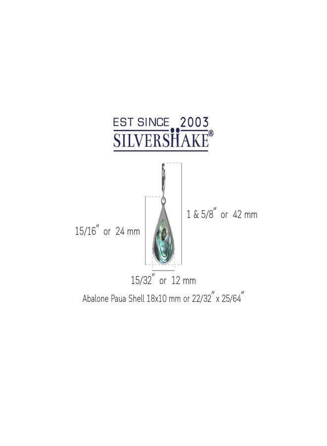 Silvershake Abalone Paua Shell Inlay White Gold Plated 925 Sterling Silver Drop Dangle Leverback Earrings - Image 4