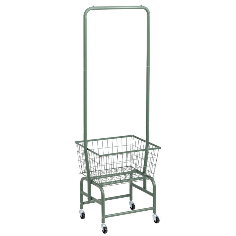 ALIMORDEN Laundry Cart with Clothes Rack, Rolling Laundry Butler with Wire Storage Rackï¼ŒWhite - Image 1