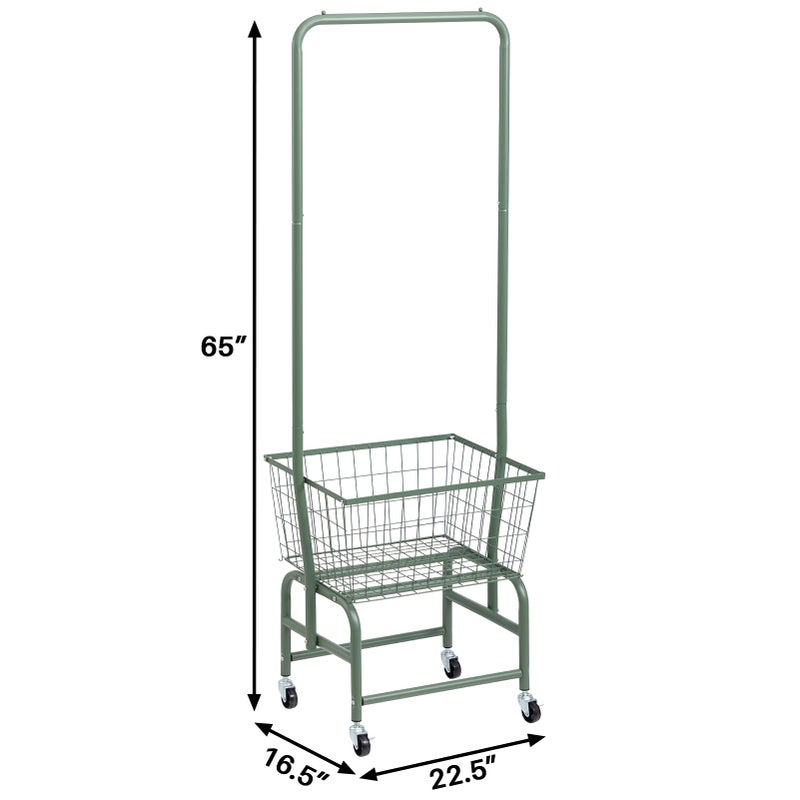 ALIMORDEN Laundry Cart with Clothes Rack, Rolling Laundry Butler with Wire Storage Rackï¼ŒWhite - Image 4