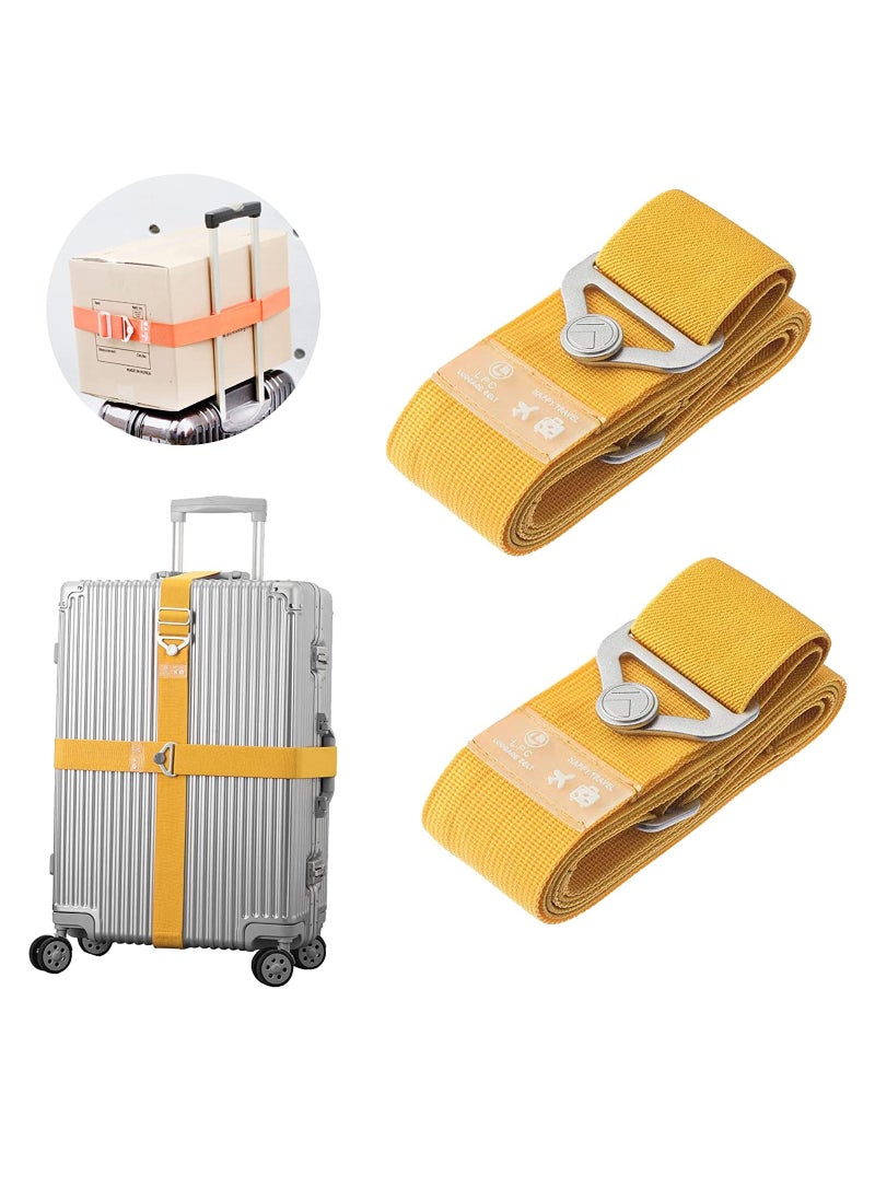 SYOSI Luggage Straps, Suitcase Bungee Belts, Adjustable Suitcase Belts Travel Accessories, Packing Straps Travel Belts Accessories for Business Traveling Packing, L and S size, 2Pack Yellow  - Image 1