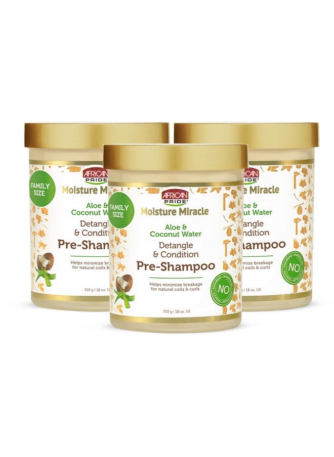 African Pride African Pride Moisture Miracle Aloe & Coconut Water Pre-Shampoo - Helps Minimize Hair Breakage for Natural Coils & Curls, Detangles & Conditions, 18 oz (Pack of 3)  - Image 1