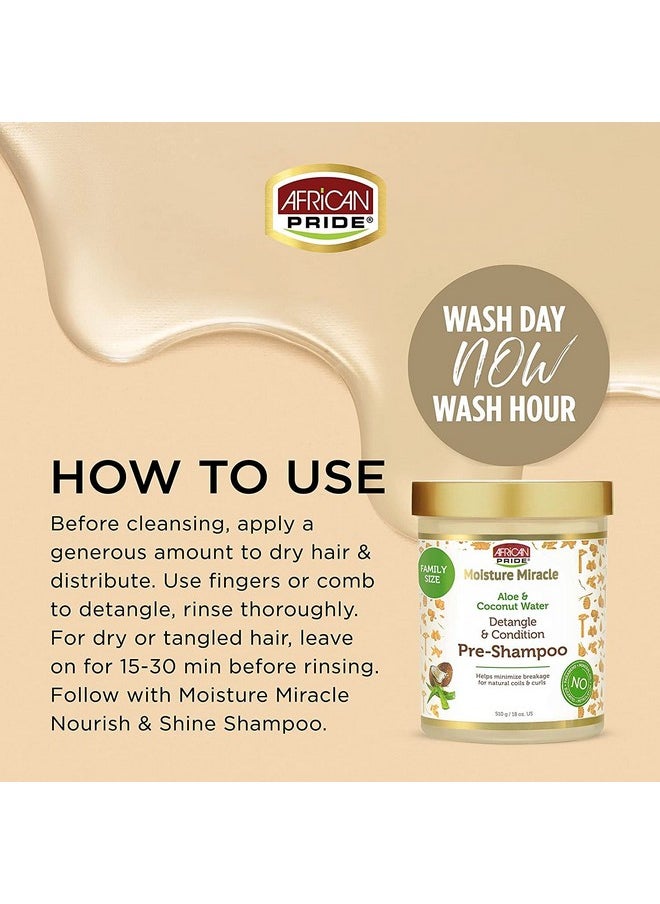 African Pride African Pride Moisture Miracle Aloe & Coconut Water Pre-Shampoo - Helps Minimize Hair Breakage for Natural Coils & Curls, Detangles & Conditions, 18 oz (Pack of 3)  - Image 5