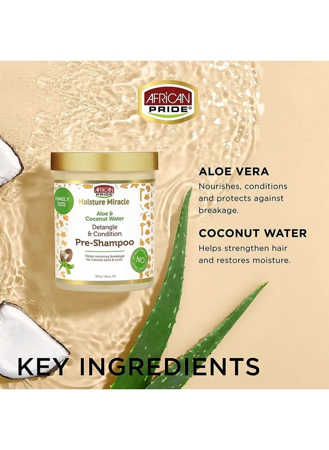 African Pride African Pride Moisture Miracle Aloe & Coconut Water Pre-Shampoo - Helps Minimize Hair Breakage for Natural Coils & Curls, Detangles & Conditions, 18 oz (Pack of 3)  - Image 4
