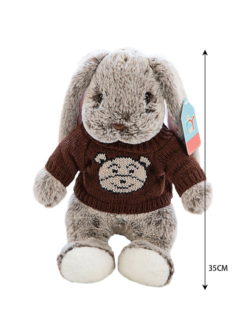 Baby Sleeping With Long-eared Rabbit Comfort Pillow Children's Plush Doll Toy (Camel Rabbit Bear Sweater)  - Image 2