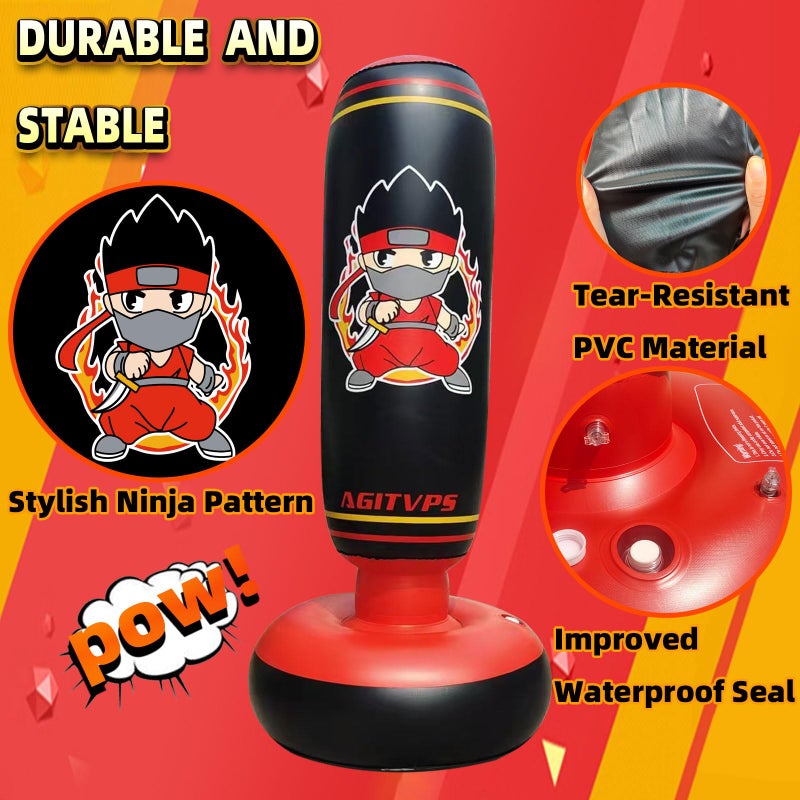 AGITVPS Inflatable Punching Bag Set, 66" Punching Bag for Boys & Girls Aged 8-12 with Kids Boxing Gloves, Super Air Pump | Suitable for Children's Daily Exercise, Happy Family Time (Red) - Image 2
