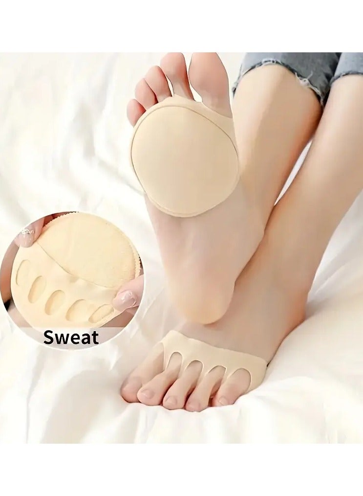 Rozino 2 PCS Women's pure toe socks, reusable half toe socks, comfortable without toe socks, foot pads, anti slip black - Image 1