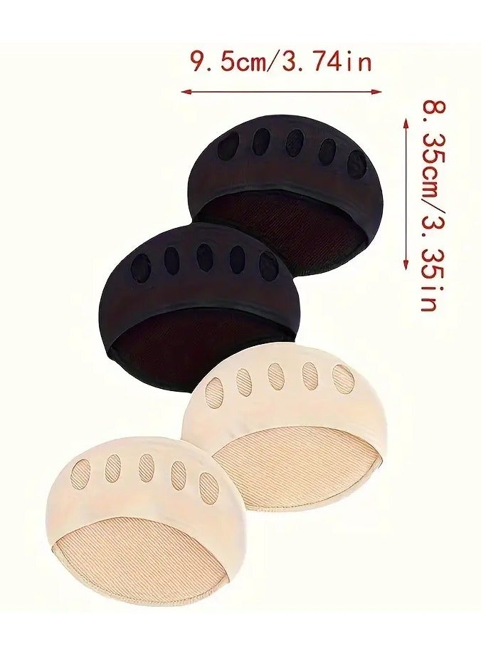 Rozino 2 PCS Women's pure toe socks, reusable half toe socks, comfortable without toe socks, foot pads, anti slip black - Image 4