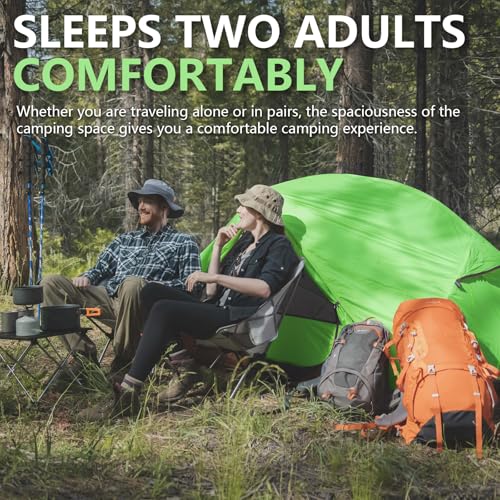 BISINNA Backpacking 2 Person Tent Lightweight 3 Season Camping Tent 20D 380T Nylon Rainfly Double Layer Free Standing Includes Footprnint 7001 Aluminium Poles for Camping Hiking Biking - Image 4