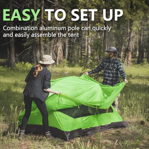 BISINNA Backpacking 2 Person Tent Lightweight 3 Season Camping Tent 20D 380T Nylon Rainfly Double Layer Free Standing Includes Footprnint 7001 Aluminium Poles for Camping Hiking Biking - Image 5