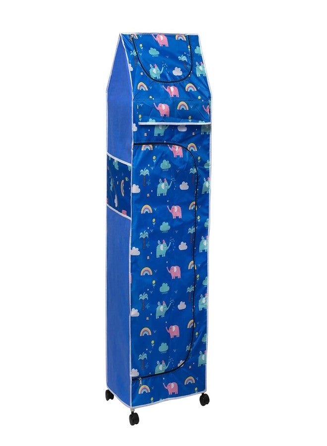 Bagnizer Baby Wardrobe Plastic Kids Storage Rack with Fabric Cover & Wheels | 6-Tier Plastic Shelves Organizer | Toy, Book & Clothes Storage Cabinet for Kids Room (Elephant) - Image 3