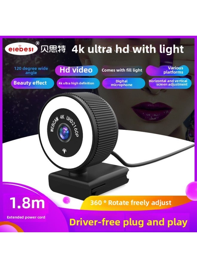 2K Computer Webcam Home Use Desktop Lecture Microphone External Notebook USB With Microphone External Photography Camera-Color:【C560-4K】  - Image 1