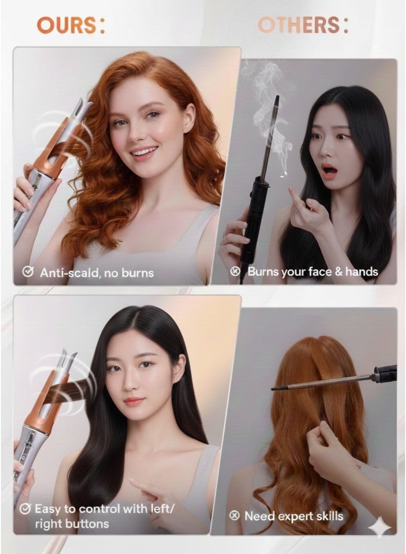 خودکار ہیئر کرلر - 360° گھومنے والا سرامک بیرل، لمبے اور چھوٹے بالوں کے لیے آٹو کرلنگ آئرن، اینٹی ٹینگل ڈیزائن، ایڈجسٹ ٹمپریچر، فاسٹ ہیٹنگ، ڈوئل ڈائریکشن کرلنگ، سیلون کوالٹی کرل - Image 2