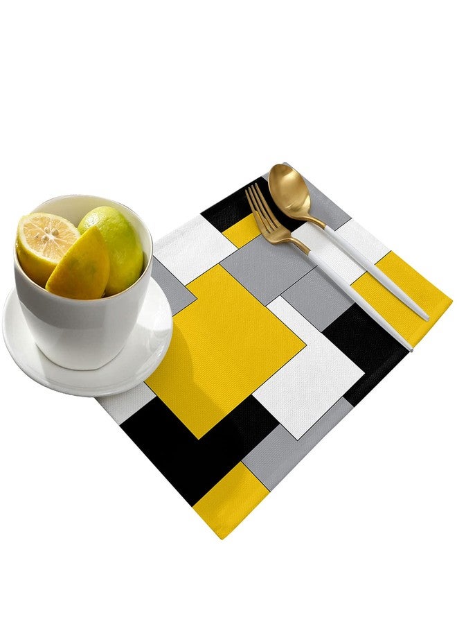 Futuregrace Black and Yellow Placemats Set of 4,Non Slip Washable Table Mats Set, Abstract Art Patchwork Table Placemats for Kitchen Dining Table,Wedding Holiday Party Decoration - Image 2