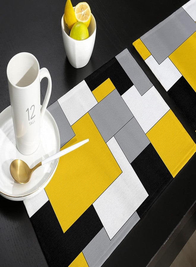 Futuregrace Black and Yellow Placemats Set of 4,Non Slip Washable Table Mats Set, Abstract Art Patchwork Table Placemats for Kitchen Dining Table,Wedding Holiday Party Decoration - Image 5
