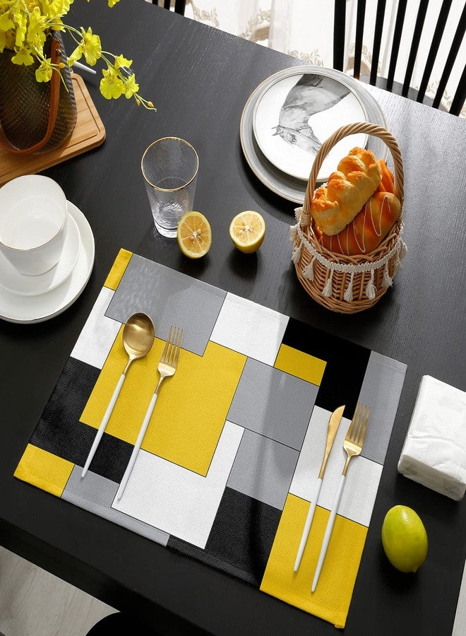 Futuregrace Black and Yellow Placemats Set of 4,Non Slip Washable Table Mats Set, Abstract Art Patchwork Table Placemats for Kitchen Dining Table,Wedding Holiday Party Decoration - Image 4