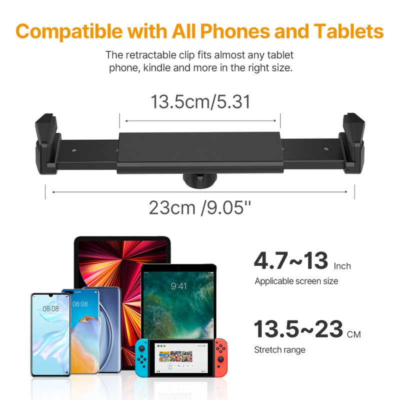 Desk Mount Phone Stand: Black Aluminum Alloy C-clamp Design - 360° Rotatable Adjustable Angle Retractable Holder for Vlog, Live Streaming, Online Teaching, Video Conference - Image 5