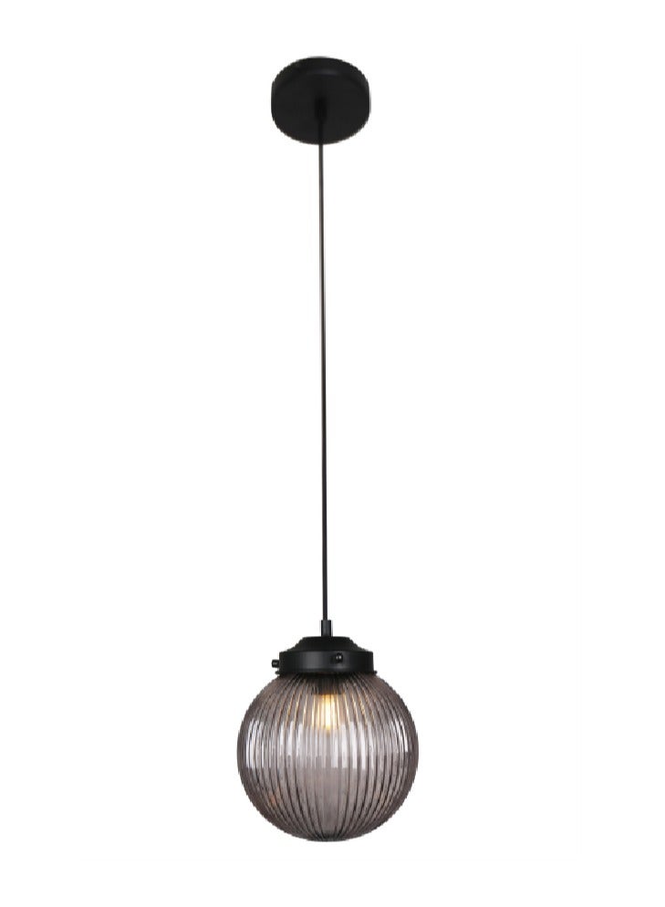 Grey Glass Hanging Pendant Light – Modern Ceiling Light Fixture for Kitchen, Dining Room, or Living Room  - Image 1