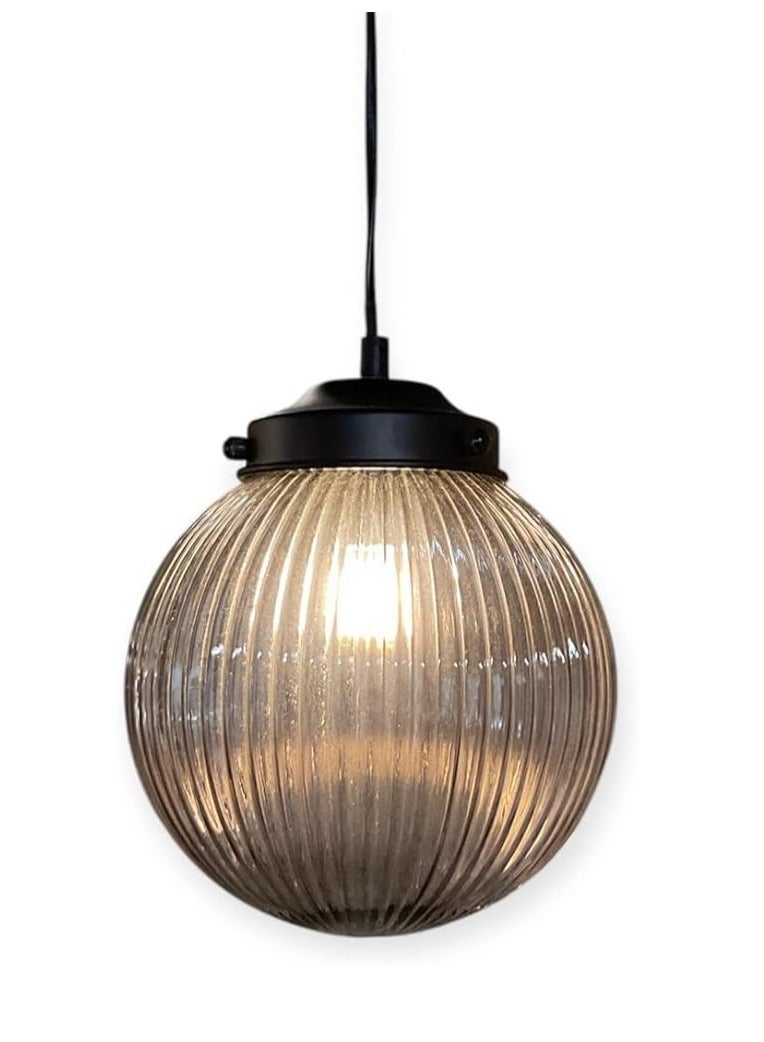 Grey Glass Hanging Pendant Light – Modern Ceiling Light Fixture for Kitchen, Dining Room, or Living Room  - Image 2