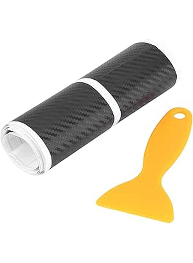 Car Door Sill Protector Carbon Fiber Anti Scratch Sticker Universal Fit Most Vehicles Protect Against Scratches Scuffs For Interior Black - Image 1