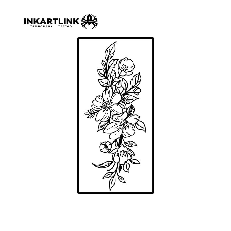 Inkartlink Semi Permanent Tattoo  15-Day Temporary Tattoo  Flower Tattoo For Women  Waterproof And Anti-Reflective  Exquisite Packaging  Unique Design (Flowers 8) - Image 4
