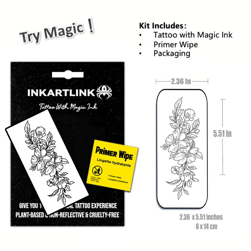Inkartlink Semi Permanent Tattoo  15-Day Temporary Tattoo  Flower Tattoo For Women  Waterproof And Anti-Reflective  Exquisite Packaging  Unique Design (Flowers 8) - Image 2