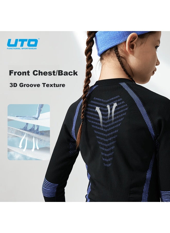 Uto Uni Kids Quick-dry Sports Set Running Ski Thermal Light Purple 130 - Image 3