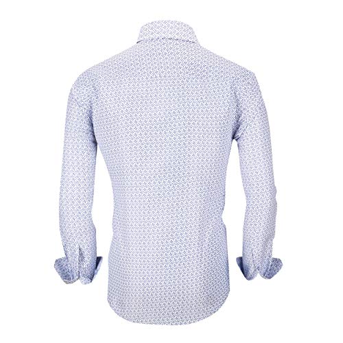 Alex Vando Mens Printed Dress Shirts Long Sleeve Regular Fit Button Down Shirt,white6495,L - Image 3
