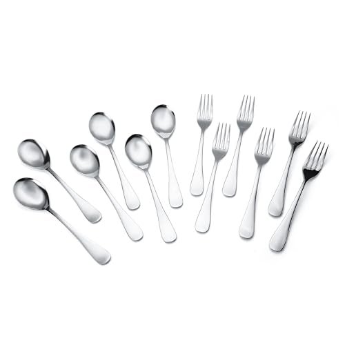 FNS Victoria Stainless Steel - 12 PCs Cutlery Set, 6 Dinner Spoons, 6 Dinner Forks, 1 Cutlery Hanging Stand, Elegant Design, Durable Stainless Steel, Ideal for Home, Dining, Kitchen Use, Silver Finish - Image 4