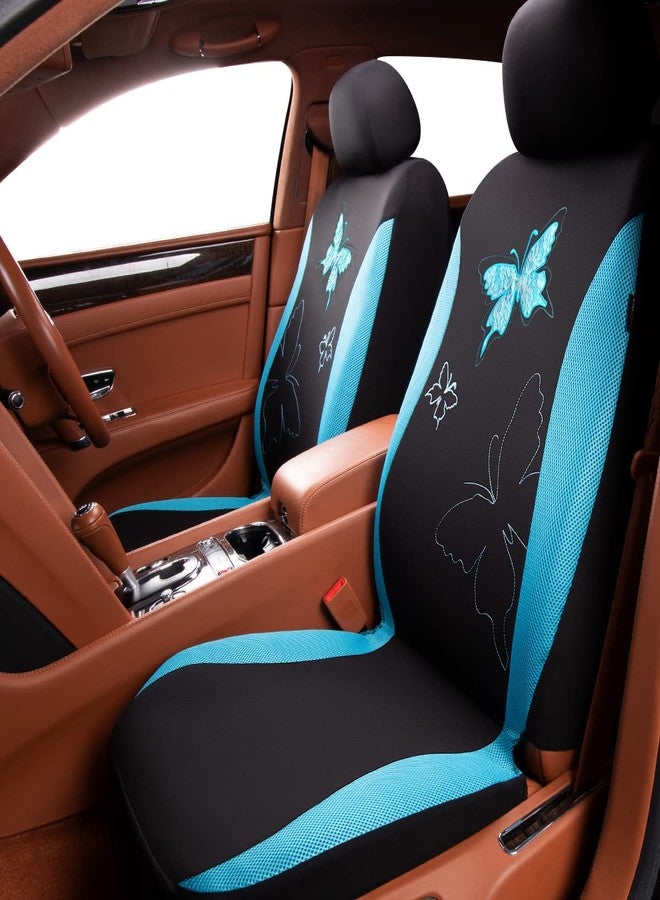 Flying Banner Butterfly car seat Covers ful Set Fashion Universal Lady Woman Female Rear Bench Split Colorized (Mint Blue, Full Set - Lace) - Image 3