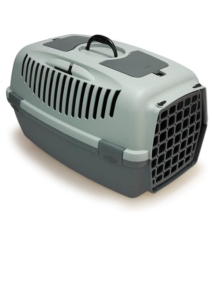 أركويفيت حامل الحيوانات الأليفة ستيفان بلاست جاليفر 3 - رمادي أردوازي/أخضر ضبابي، مصنوع من البلاستيك المتين مع باب آمن - قفص سفر مريح وجيد التهوية للقطط والكلاب الصغيرة - Image 1