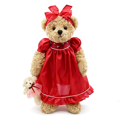 oits cute oitscute Teddy Bears Baby Cute Soft Plush Stuffed Animal Toy for Girl Women 16 Red Lace - Image 1