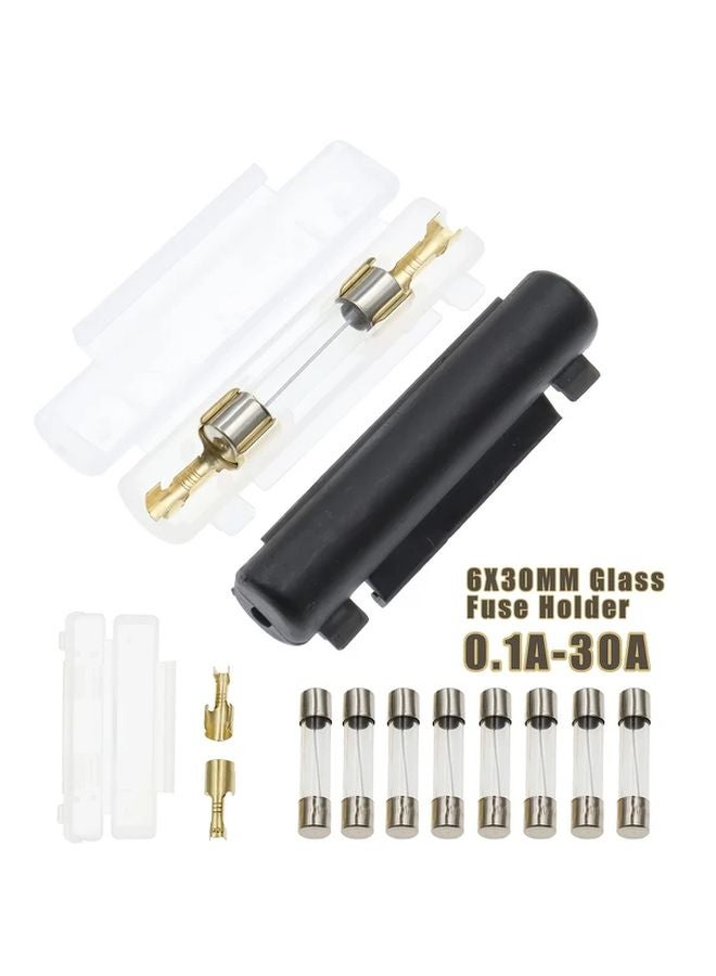 Black 5Set 6X30mm Glass Fuse Holder with 0.1A 30A Fuse Socket Flip Shell Model 4A - Image 2