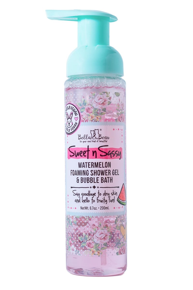 Bella and Bear Bella & Bear Sweet 'n' Sassy Watermelon Foaming Shower Gel & Bubble Bath, 6.7 oz - Image 1
