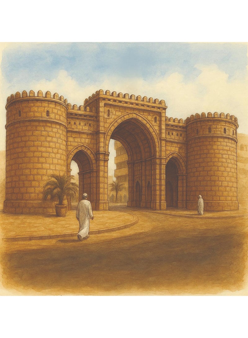 تذكار لوحة جدارية مطبوعة كانفاس لبوابة جدة القديمة من تذكار - Image 2