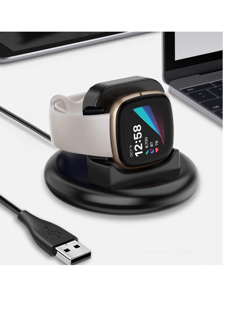 SYOSI - Charger Compatible with Fitbit Sense/Fitbit Versa 3 Charging Dock, Anti-Slip Replacement Cable Stand Station 100cm Cord Accessories Cradle Base Holder for Sense/Versa 3 Smartwatch - Image 1