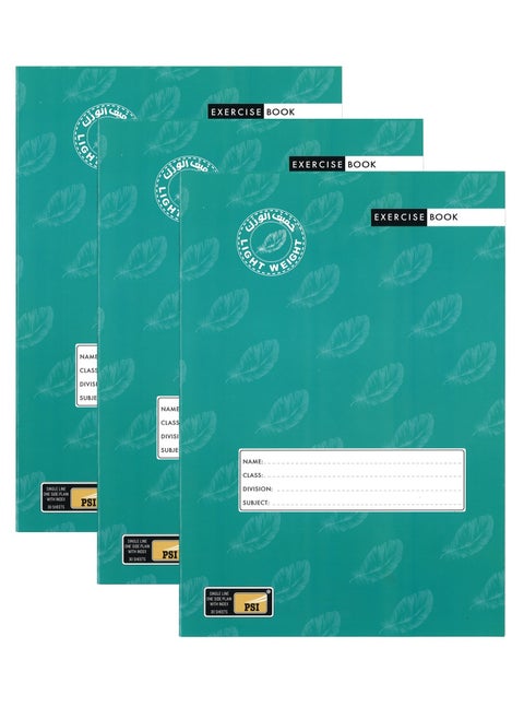 3-Piece A4 Size Light Weight Single Lined Notebook With One Side Plain 30 Sheets
