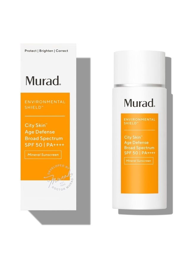 Murad درع بيئي - واقي شمس للوجه بعمر المدينة - حماية واسعة الطيف SPF 50-100% - دفاع ضد الضوء الأزرق - واقي شمس بيئي SPF 50 - واقي شمس خفيف للوجه، 1.7 أونصة سائلة - Image 1