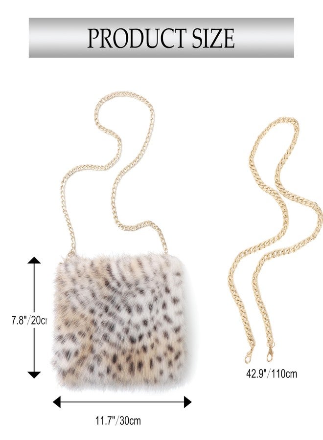 LA CARRIE Faux Fur Crossbody Bags for Women Shoulder Bag Purse Handbags Shoulder Strap(Khaki Leopard Printed) - Image 3