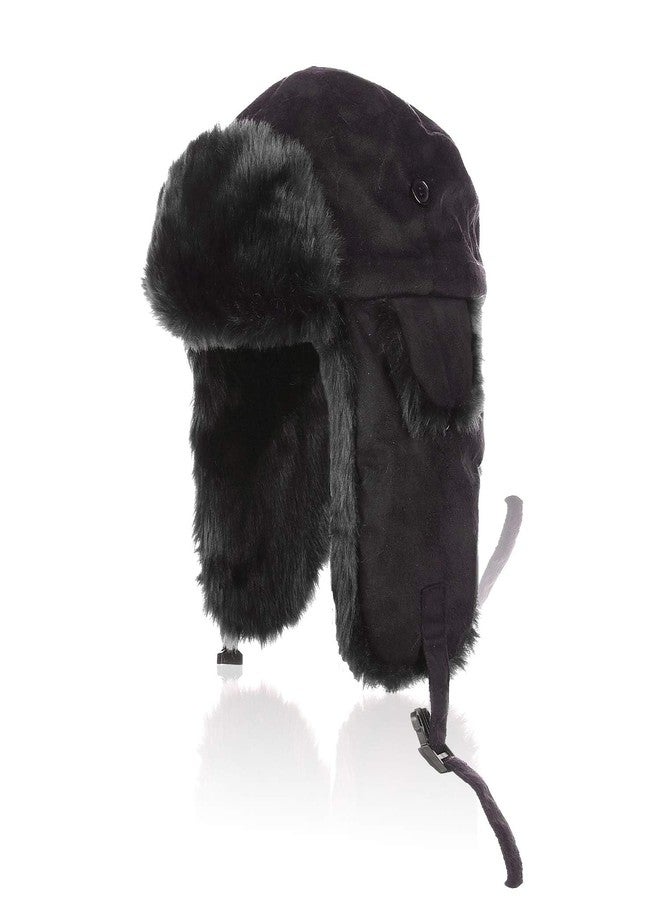 Aurya Winter Trooper Hat Ushanka with Faux Fur, Waterproof and Windproof Aviator Trapper Cap for Skiing, Hunting, Cold Weather (Black) - Image 1