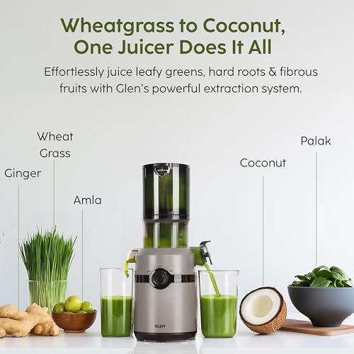 Glen Cold Press Juicer for Home, 200W, 108mm Large Feed, 800ml Juice & 700ml Pulp Cup, 2 Size Filter, Low Noise RPM, Fruit & Vegetable Slow Juicer Machine, Easy Clean - SA-4015HSJ - Image 2